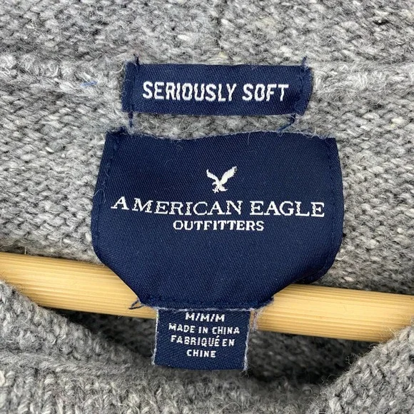 American Eagle Womens Fair Isle Hoodie Sweater Seriously Soft Size Medium - Picture 4 of 9